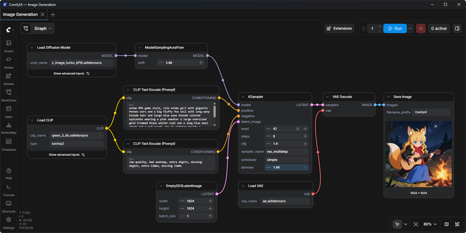 ComfyUI là gì? Công cụ node-based mạnh mẽ để tạo ảnh, video và workflow AI Screenshot giao diện ComfyUI node graph