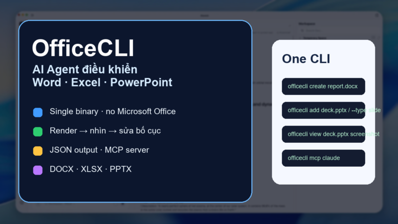 OfficeCLI là gì? Công cụ CLI giúp AI Agent điều khiển Word, Excel và PowerPoint Ảnh minh họa OfficeCLI cho AI Agent điều khiển Word Excel PowerPoint