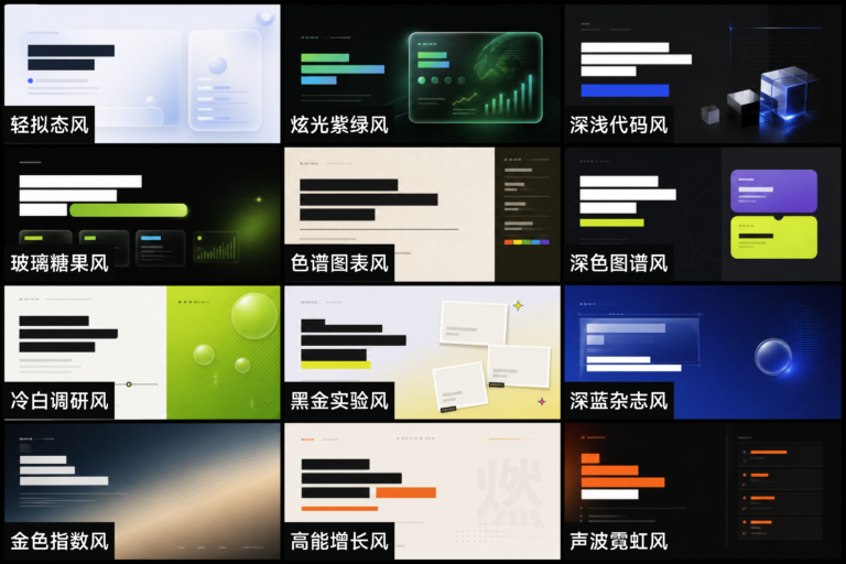 Bảng 12 phong cách thiết kế slide của Dashi PPT Skill