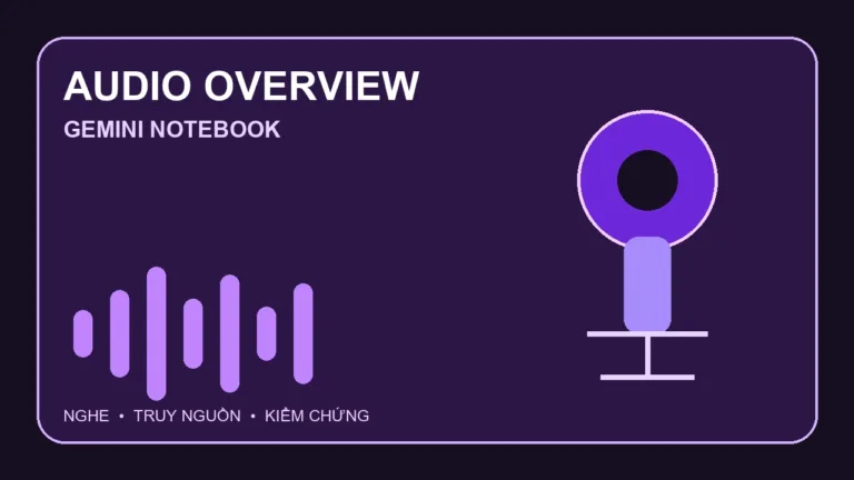 Audio Overview trong Gemini Notebook với quy trình nghe, truy nguồn và kiểm chứng