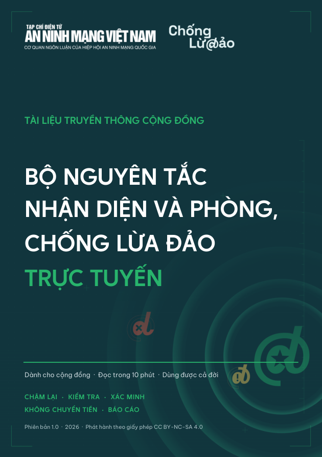 Bìa Sổ tay nhận diện và phòng, chống lừa đảo trực tuyến