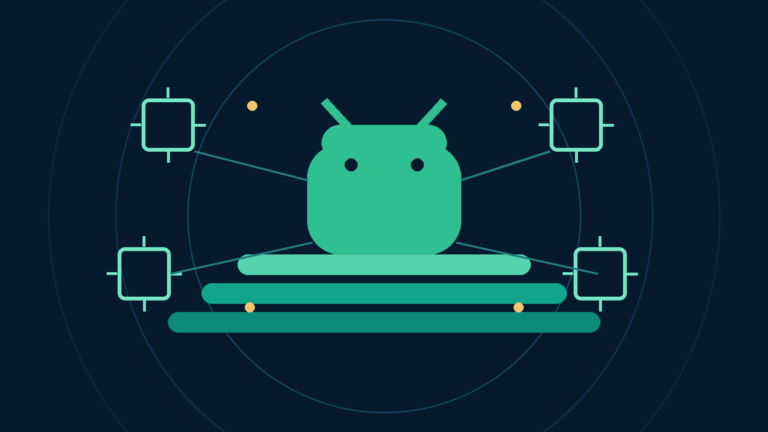 Minh họa trừu tượng về môi trường Android ảo trên máy tính Windows